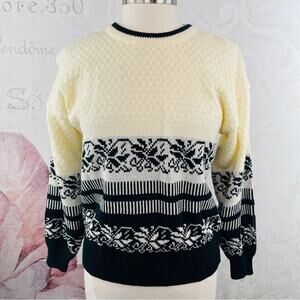 Rainbow Ridge Vintage 80s 90s Cream Black Sweater Medium